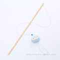 Wooden pole plush animal head cat teaser